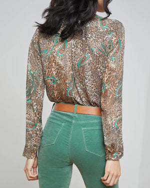 Brown and Sage Long Sleeve Nina Blouse