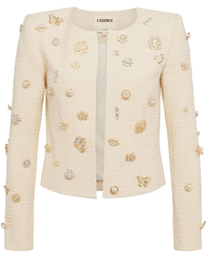 Ecru Broach Embellished Tayla Jacket