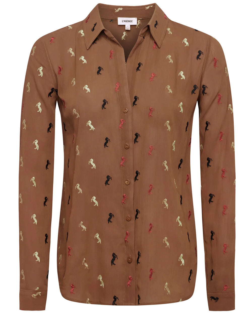 Fawn Embroidered Horse Laurent Shirt