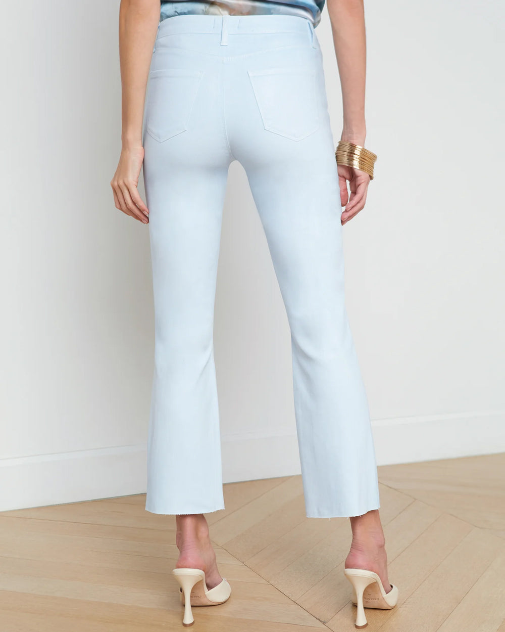 High Rise Kendra Crop Flare Jean in Coated Ice Water