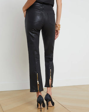 High Rise Straight Ginny Pant in Noir Coated