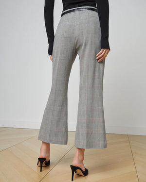 Ivory and Black Plaid Stacey Crop Flare Trouser