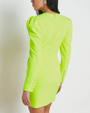 Neon Citrus Linnie Long Sleeve Pleated Dress