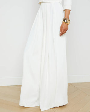 Novia Pleated Wide Leg Pant in Ivory