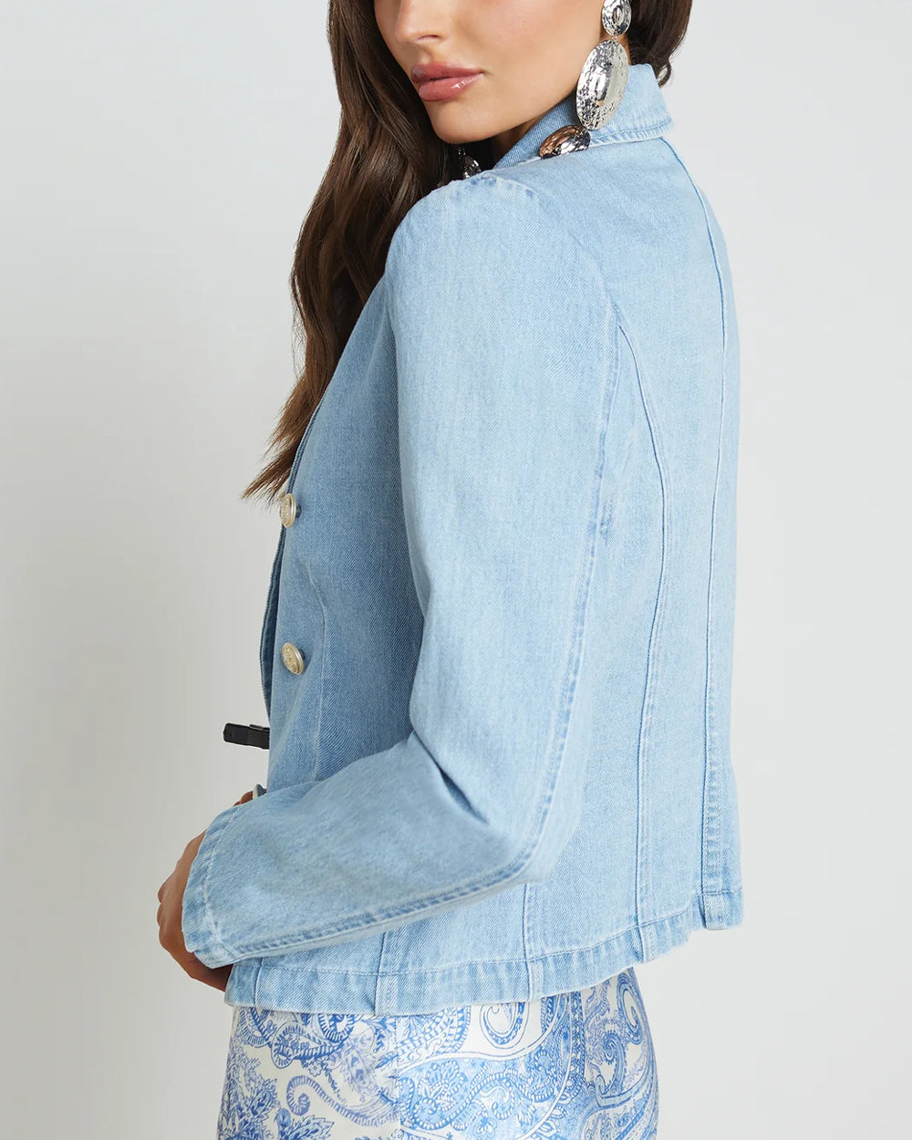Robbie Double Breasted Denim Jacket in Rover