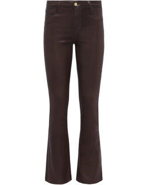 Ruth High Rise Straight Raw Hem Pant in Espresso Coated
