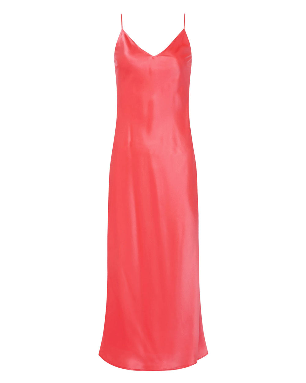 Seridie Neon Coral Silk Midi Dress