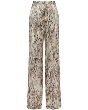 Tan Snake Print Pilar Wide Leg Pant