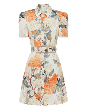 Vanilla Hydrangea Print Bronte Mini Dress