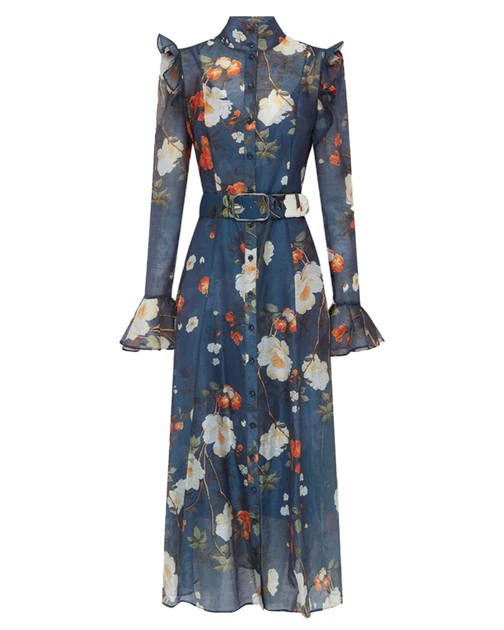 Pear Blossom Print Katrina Butterfly Sleeve Midi