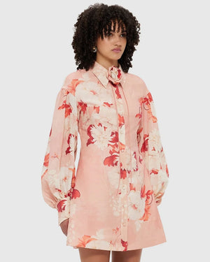 Peony Print Juliana Shirt Mini Dress