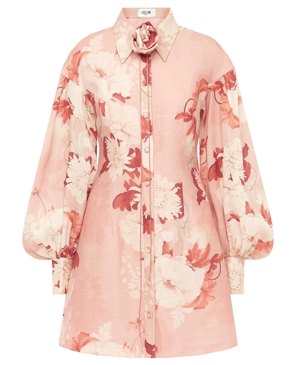 Peony Print Juliana Shirt Mini Dress