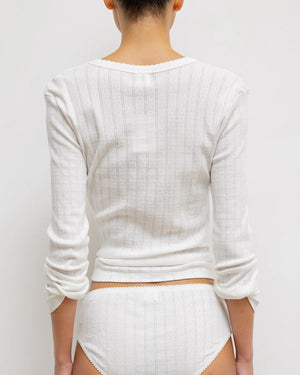 White Pointelle Slim Tee