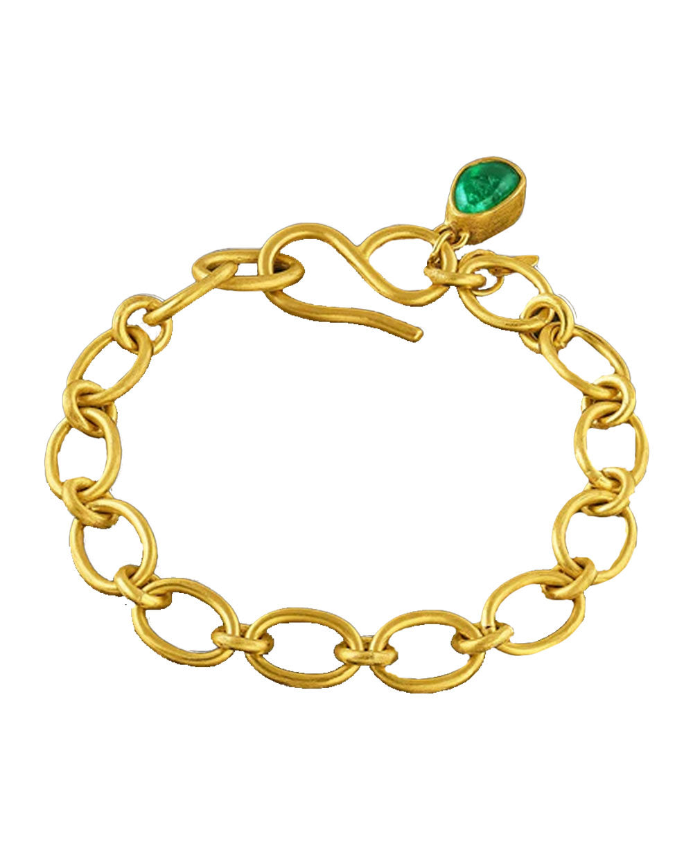 Cable Chain Bracelet with Muzo Emerald Charm