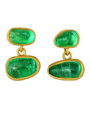 Emerald Tumble Double Drop Earrings