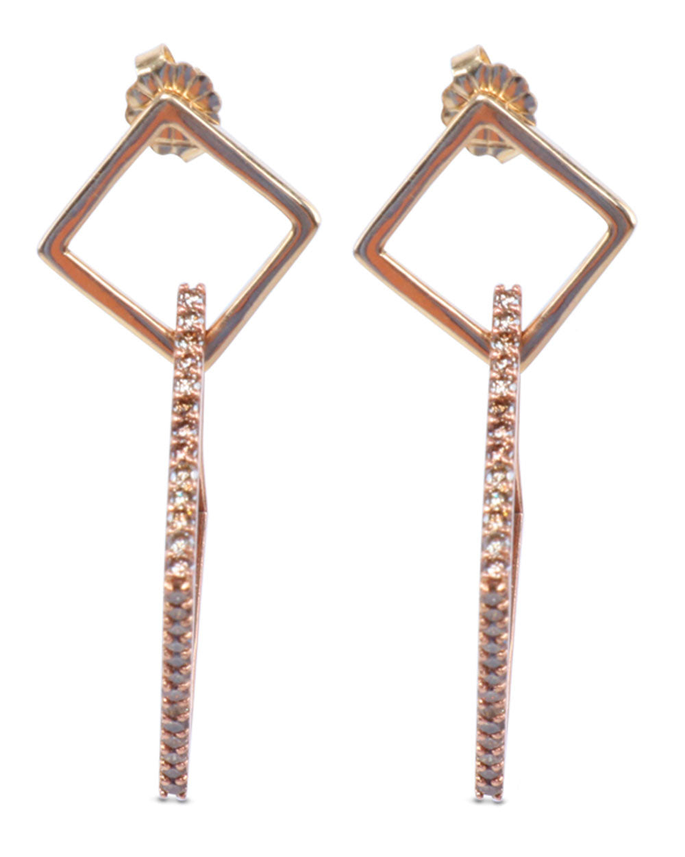Gold and Rose Gold Diamond Puzzle Earrings