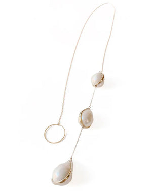 Three Pearl Droplet Lariat Necklace