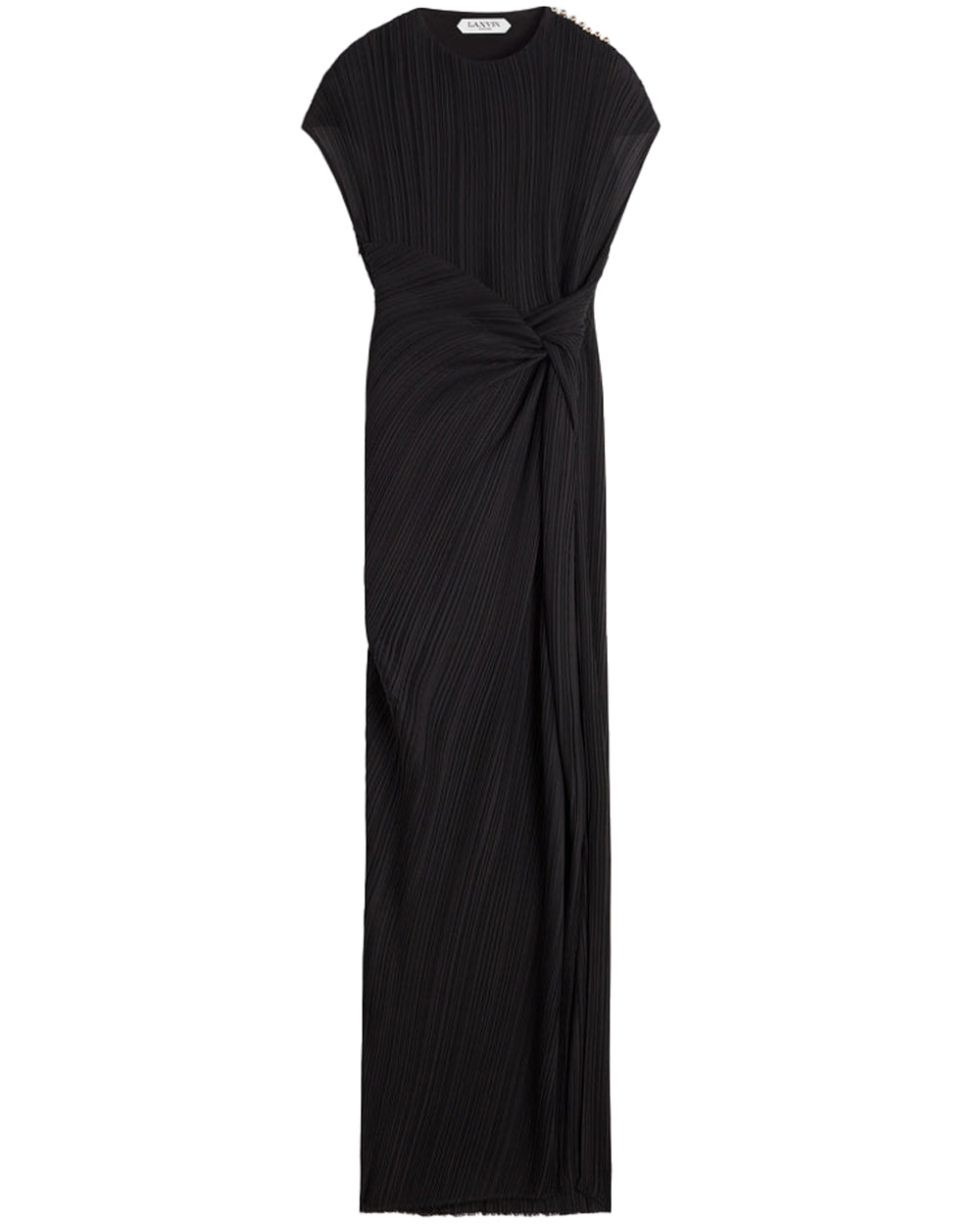 Black Asymmetrical Pleated Twist Gown