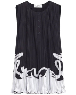 Black Sleeveless Pleated Top