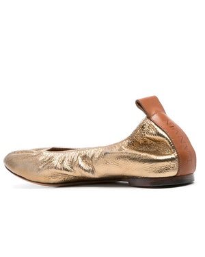 Metallic Ballerina Flat in Gold