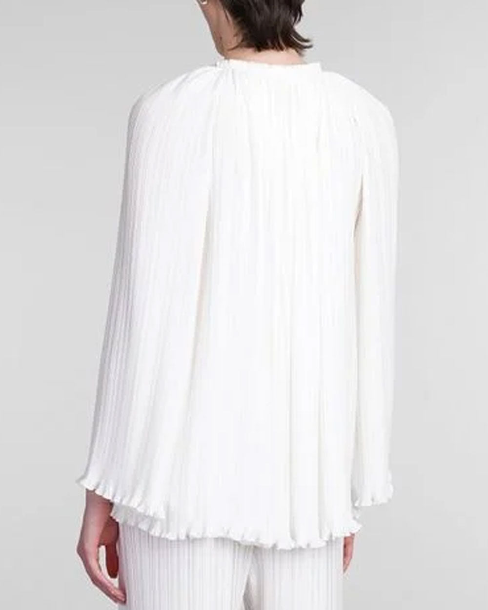 Off White Long Sleeve Pleated Blouse
