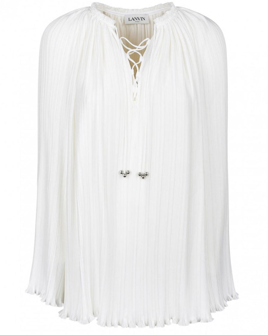 Off White Long Sleeve Pleated Blouse