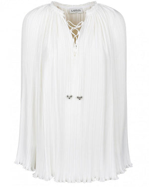 Off White Long Sleeve Pleated Blouse