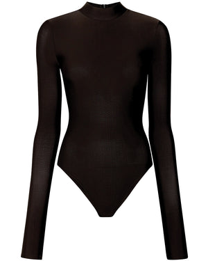 Cacao Jersey Mockneck Bodysuit