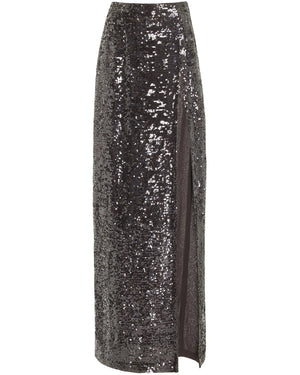 Cacao Sequin High Rise Maxi Skirt