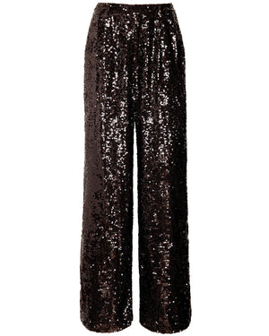 Cacao Sequin Pleated Pant