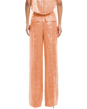 Coral Sequin Relaxed Pleat Pant