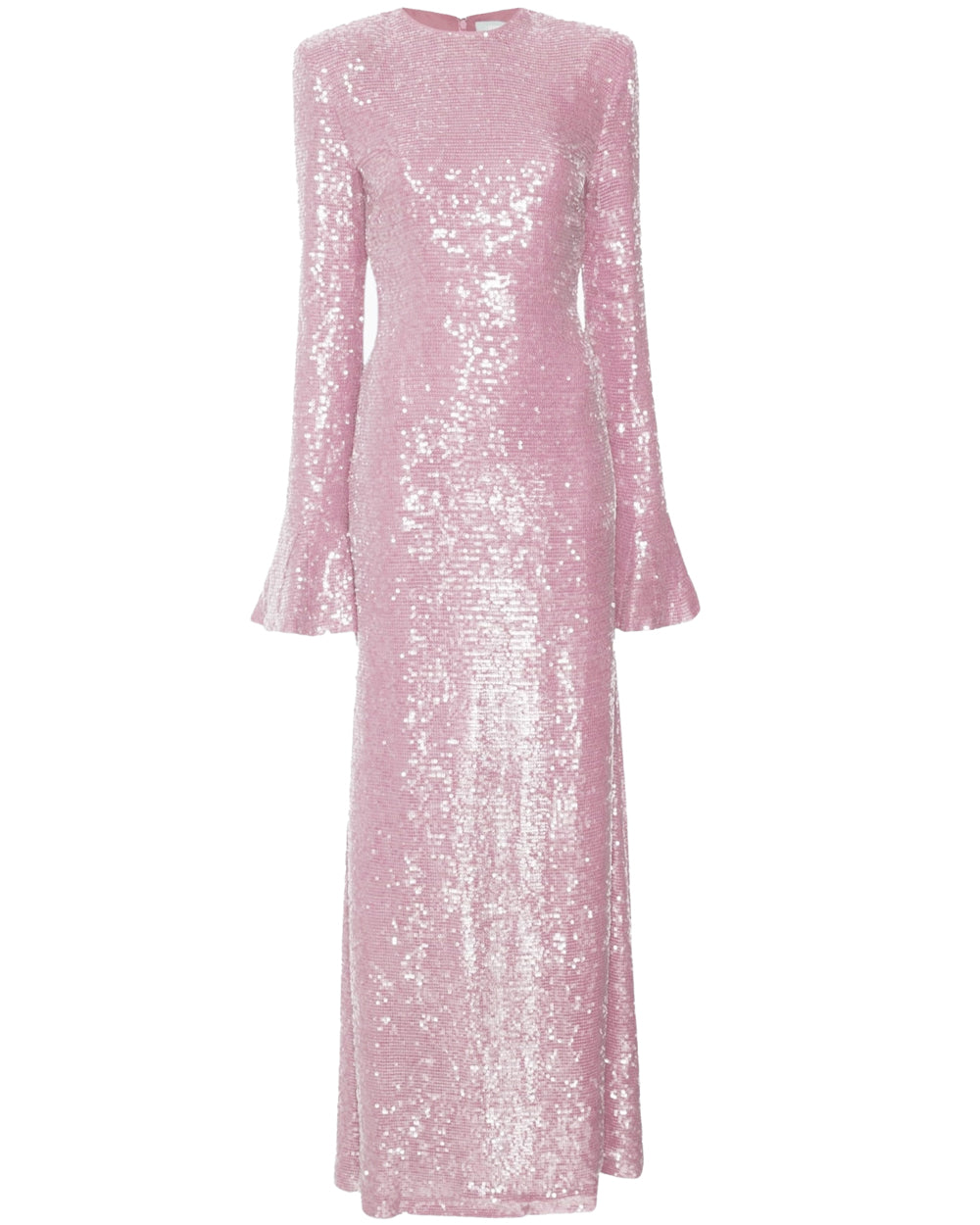 Dusty Pink Sequin Flare Sleeve Maxi Dress