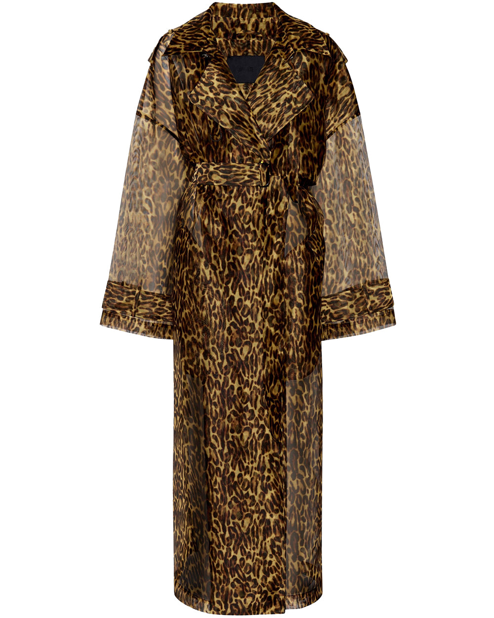 Leopard Organza Double Breasted Trench Coat