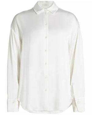 White Satin Button Down Shirt