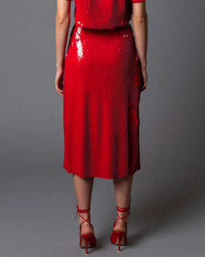 Lipstick Red Sequin Jolie Skirt