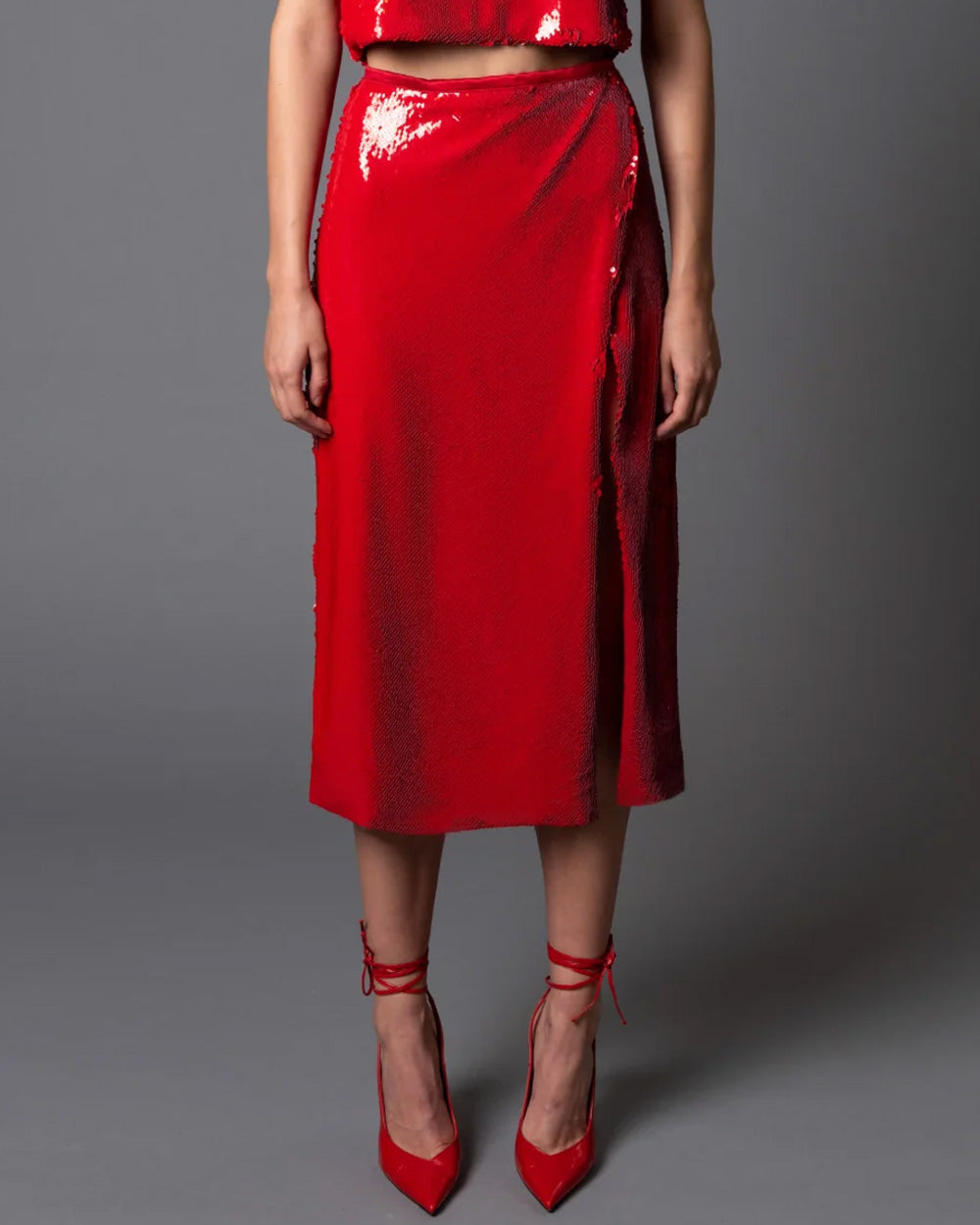 Lipstick Red Sequin Jolie Skirt