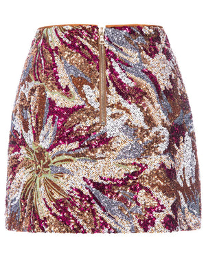 Abstract Floral Sequin Skirt