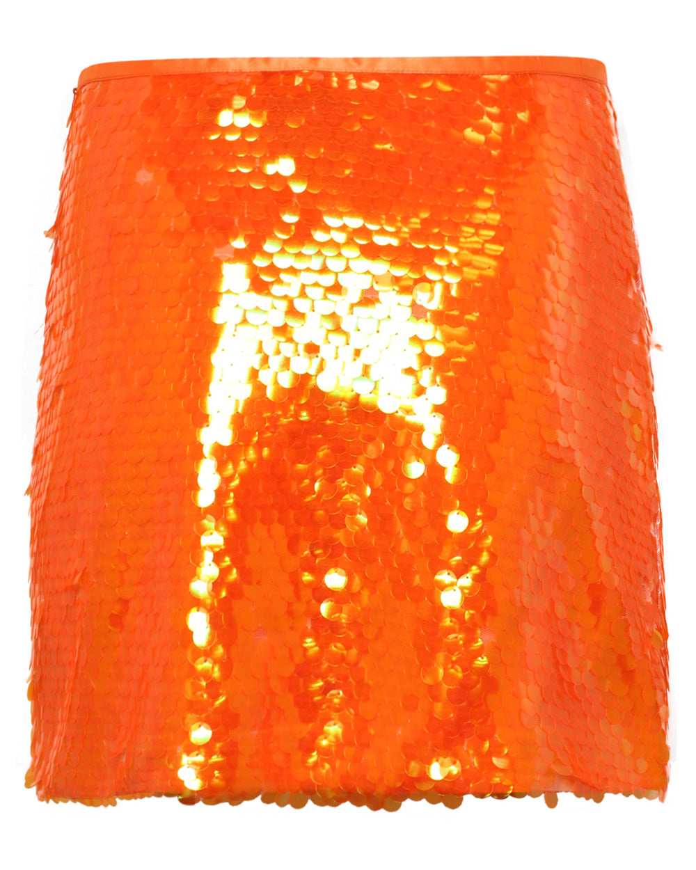 Tangerine Jolly Rancher Sequin Mini Skirt