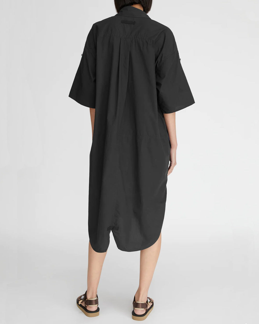 Black Poplin Short Sleeve LM Shirt Dress