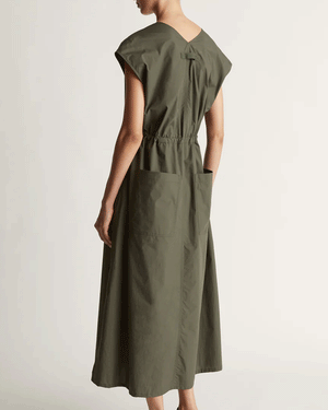 Olive LM Poplin V Neck Dress