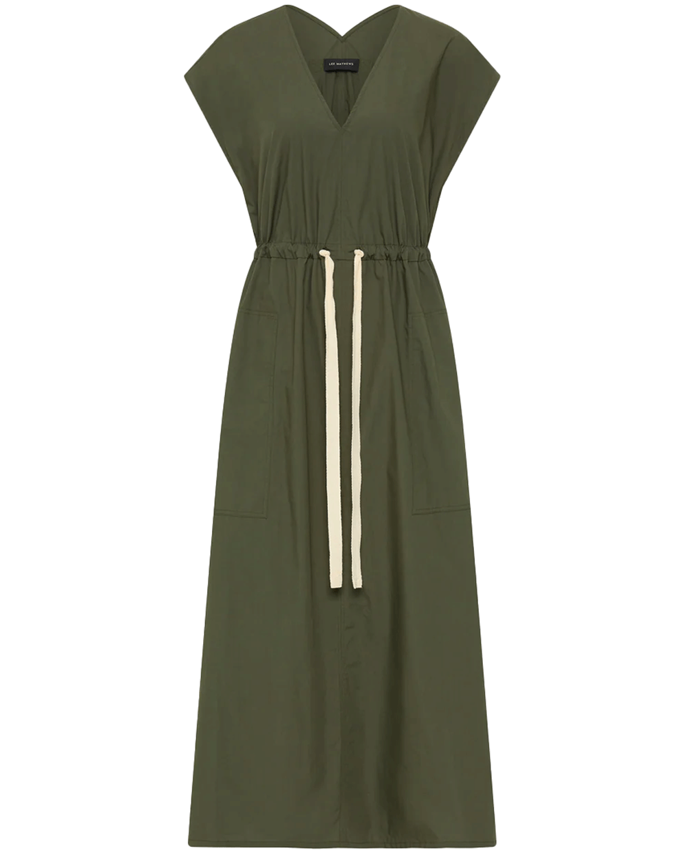 Olive LM Poplin V Neck Dress