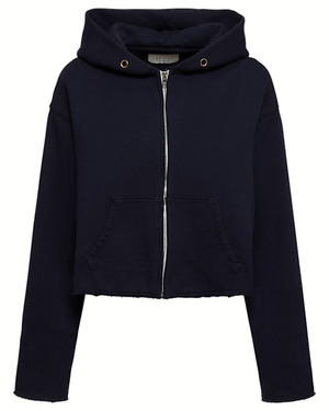 Navy Rosa Raw Zip Hoodie