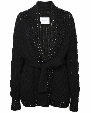 Black Crystal Embellished Alex Cashmere Coat