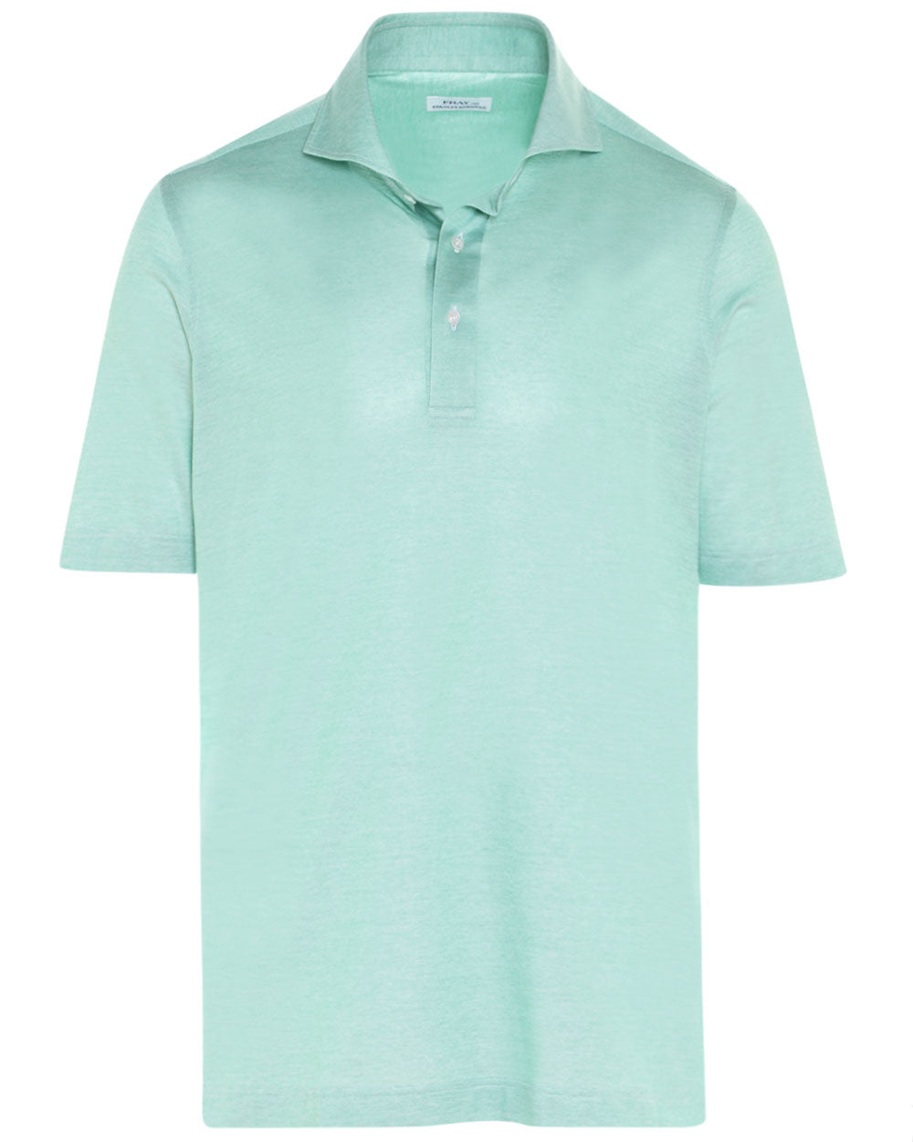 Light Green Feathered Cotton Knit Short Sleeve Polo