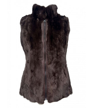 Reversible Rex Rabbit Vest in Brown