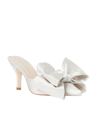 Margot Satin Bow Mule in Cream