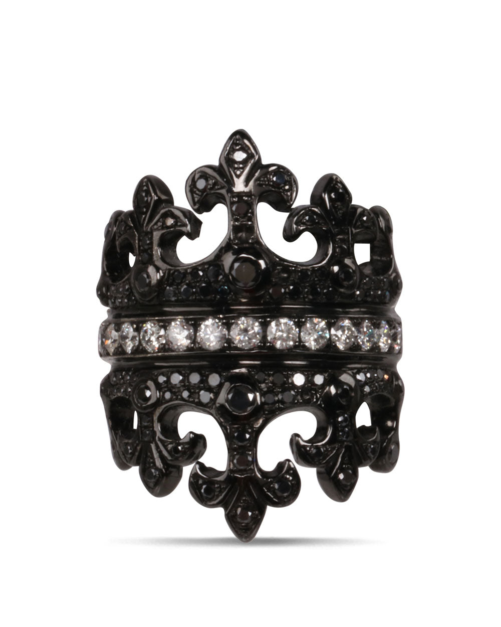 Black Diamond Fleur de Lis Ring