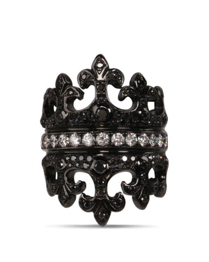 Black Diamond Fleur de Lis Ring