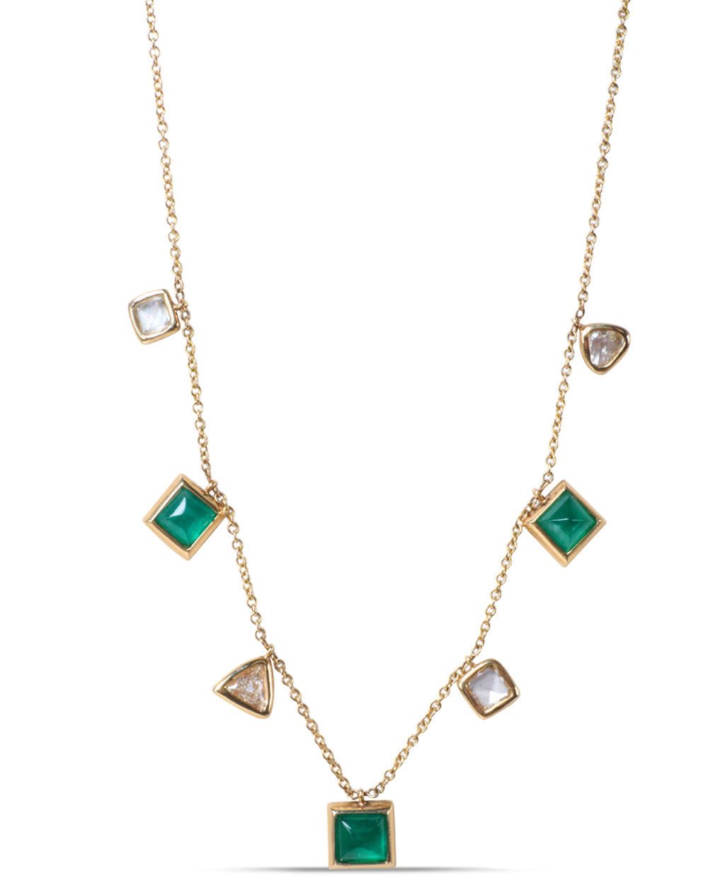 Emerald and Diamond Shape Necklace