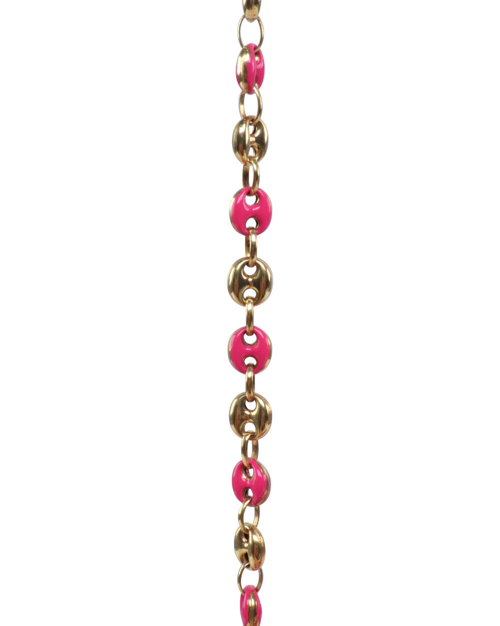 Gold and Pink Enamel Small Mariner Link Necklace
